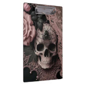 Porte-bloc Crâne avec dentelle rose et fleur rose doux (Swatch)