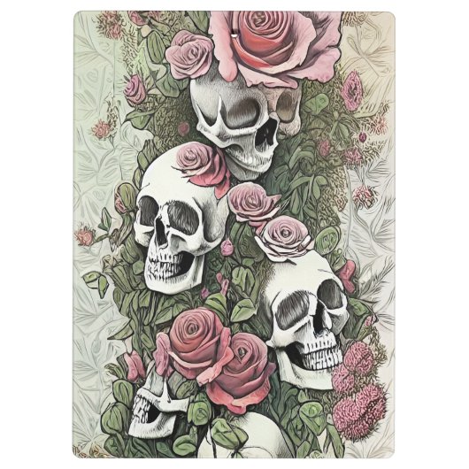 Porte-bloc Crâne et Rose (Dos)