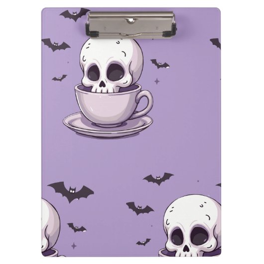 Porte-bloc Crâne Pastel Goth dans une tasse à thé (Devant)