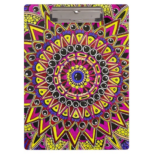 Porte-bloc Crayon de couleur violet jaune Mandala (Devant)