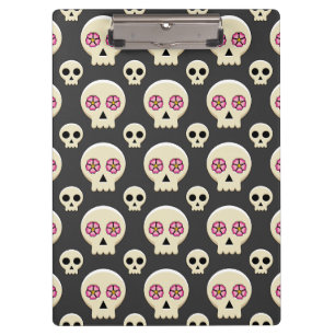 Porte-bloc Creepy Cute Kawaii Goth Skull with Flowers