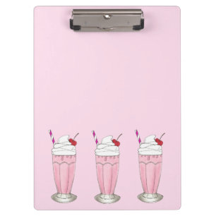 Porte-bloc Crème de glace aux fraises roses Shake Milkshake D