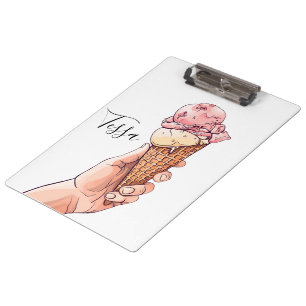 Porte-bloc Crème glacée Cone Design Nom du monogramme