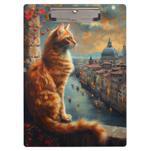 Porte-bloc Crépuscule à Venise Chat roux sur un canal