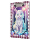Porte-bloc Cristal Chat Violet Noir Plaid Cute Blanc Kitten (Gauche)