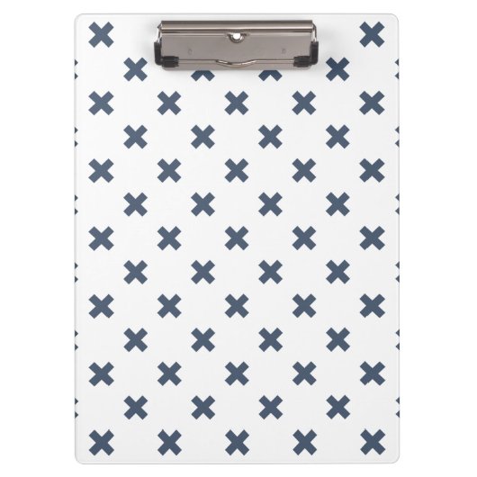 Porte-bloc Crochets bleu-gris sur blanc (Devant)