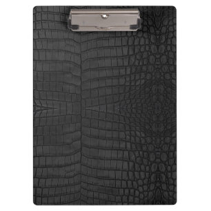 Porte-bloc Crocodile noir en cuir imprimé
