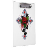 Porte-bloc Croix d'argent avec une rose rouge (Swatch)