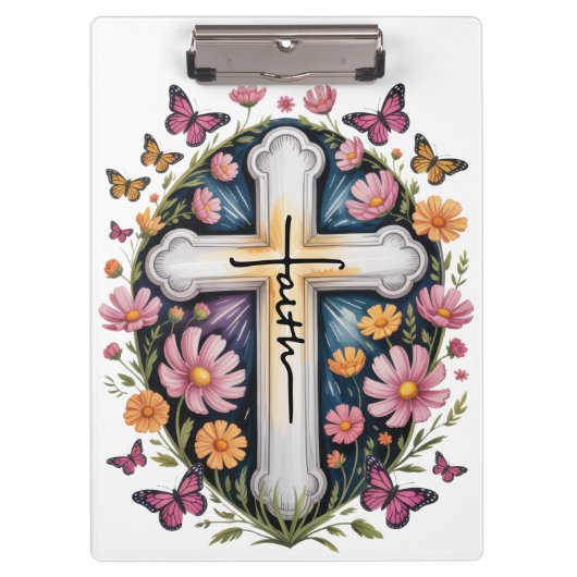 Porte-bloc Croix de foi florale (Devant)