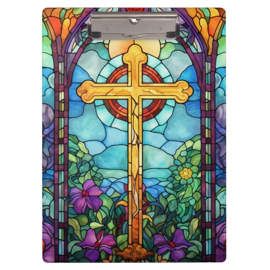 Porte-bloc Croix en verre tendu (Devant)