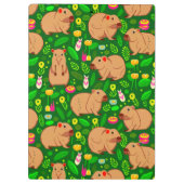 Porte-bloc Croquis Capybara avec fleurs de printemps sur vert (Dos)