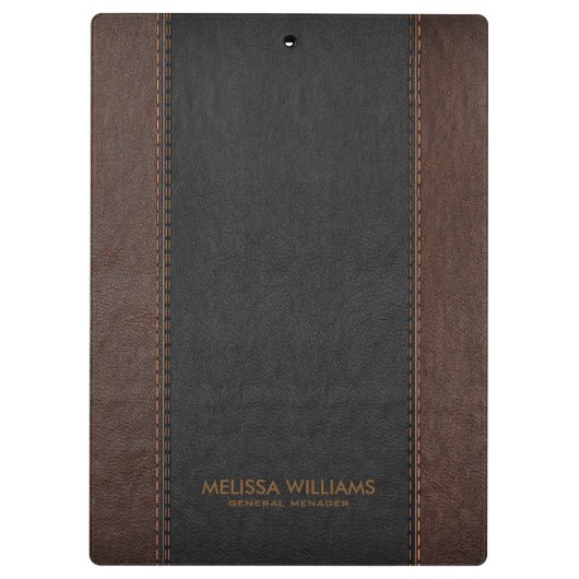 Porte-bloc Cuir à couture noir et brun (Dos)