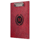 Porte-bloc Cuir rouge Faux avec couronne Laurel et monogramme (Gauche)