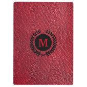 Porte-bloc Cuir rouge Faux avec couronne Laurel et monogramme (Dos)