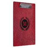 Porte-bloc Cuir rouge Faux avec couronne Laurel et monogramme (Swatch)