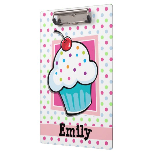 Porte-bloc Cupcake, Rose, Bleu, Vert, Pois (Gauche)