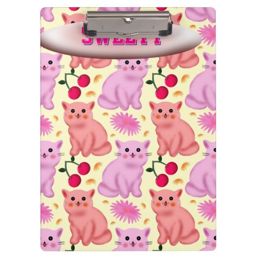 Porte-bloc Custom Cute Cat Cherry Floral Pattern (Devant)