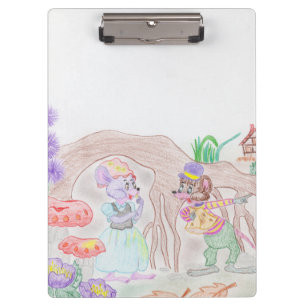 Porte-bloc Custom Kids Artwork, deux mignonnes souris, fleurs