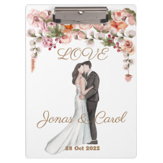 Porte-bloc Custom Love Mariage aquarelle florale élégant mign