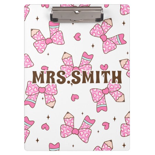 Porte-bloc Custom Name Pencil Coquette Bow (Devant)