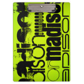 Porte-bloc Custom Nom; Black & Neon Chartreuse Yellow Green (Devant)