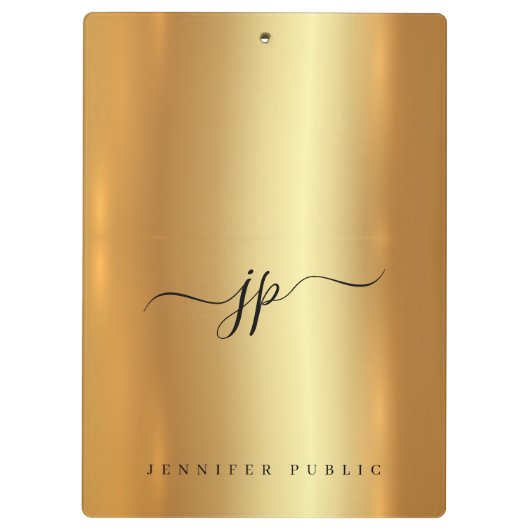 Porte-bloc Custom Script Elegant Text Monogram Luxury Gold (Dos)