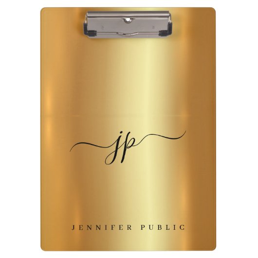 Porte-bloc Custom Script Elegant Text Monogram Luxury Gold (Devant)