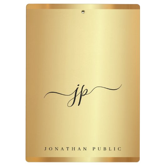 Porte-bloc Custom Script Text Monogram Luxury Gold Glamour (Dos)