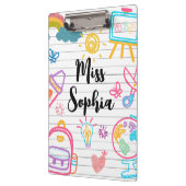Porte-bloc Custom Teacher Name | Cute Colorful doodle (Gauche)
