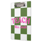 Porte-bloc Customizable Green Checkered Teacher Clipboard  (Gauche)