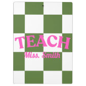 Porte-bloc Customizable Green Checkered Teacher Clipboard  (Dos)