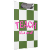 Porte-bloc Customizable Green Checkered Teacher Clipboard  (Swatch)