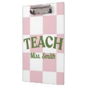 Porte-bloc Customizable Pink Checkered Teacher Clipboard  (Gauche)