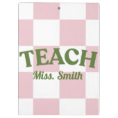 Porte-bloc Customizable Pink Checkered Teacher Clipboard  (Dos)