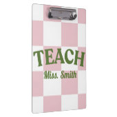 Porte-bloc Customizable Pink Checkered Teacher Clipboard  (Swatch)