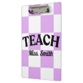 Porte-bloc Customizable Purple Checkered Teacher Clipboard  (Gauche)