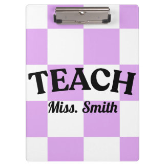 Porte-bloc Customizable Purple Checkered Teacher Clipboard 