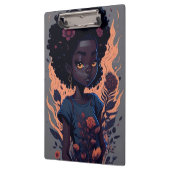 Porte-bloc Cute Ai Généré Fille avec Fleurs et Flames (Gauche)