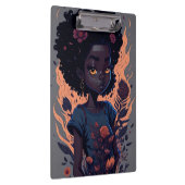 Porte-bloc Cute Ai Généré Fille avec Fleurs et Flames (Swatch)