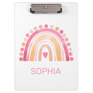 Porte-bloc Cute arc-en-ciel, aquarelle rose boho