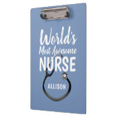 Porte-bloc Cute Awesome Infirmière Stethoscope Bleu Personnal (Gauche)