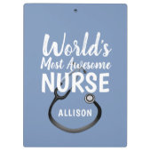 Porte-bloc Cute Awesome Infirmière Stethoscope Bleu Personnal (Dos)