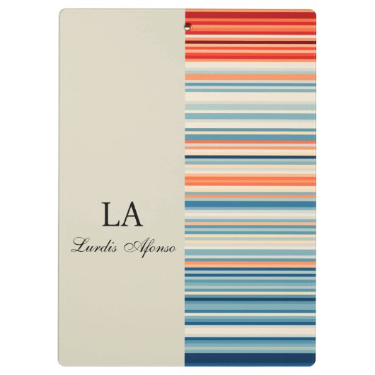 Porte-bloc Cute Beige Personalized Name Stripe Clipboard  (Dos)
