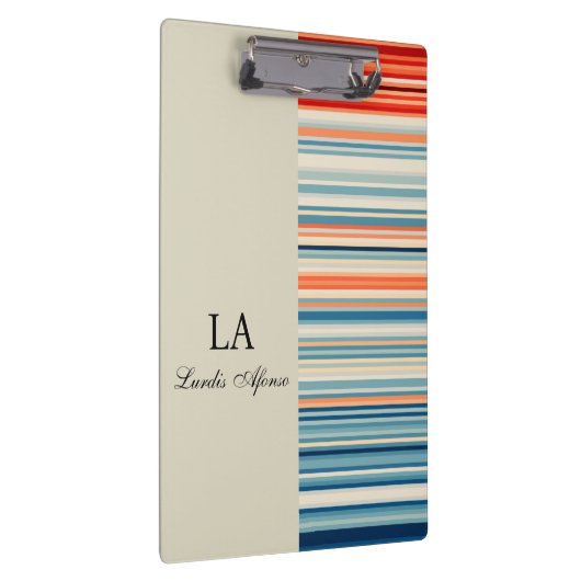Porte-bloc Cute Beige Personalized Name Stripe Clipboard (Swatch)