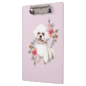 Porte-bloc Cute Bichon Frise avec Fleurs Aquarelle Art (Gauche)