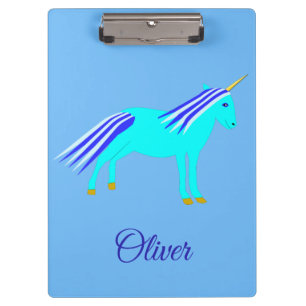 Porte-bloc Cute Blue Baby Boy Unicorn Personnalisé