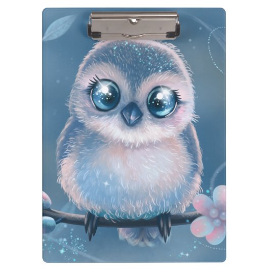 Porte-bloc Cute Blue Owl Clipboard (Devant)