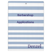 Porte-bloc Cute Blue & White Stripe Barbershop Clipboard  (Dos)