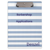 Porte-bloc Cute Blue & White Stripe Barbershop Clipboard  (Devant)