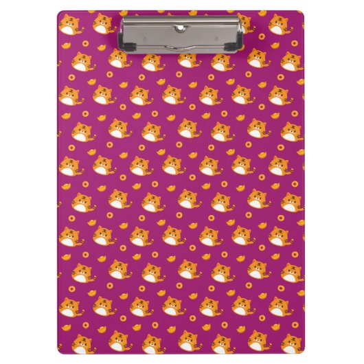 Porte-bloc Cute Cartoon Cat Seamless Pattern | Kawaii Orange  (Devant)